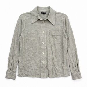 Giorgio Armani Beige 100% Hemp Long Sleeve Shirt Blouse Italy Size Large 42